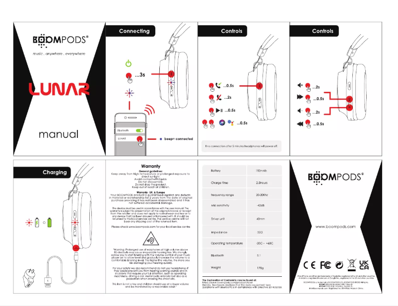 Page 1 de la notice Manuel utilisateur Boompods Lunar