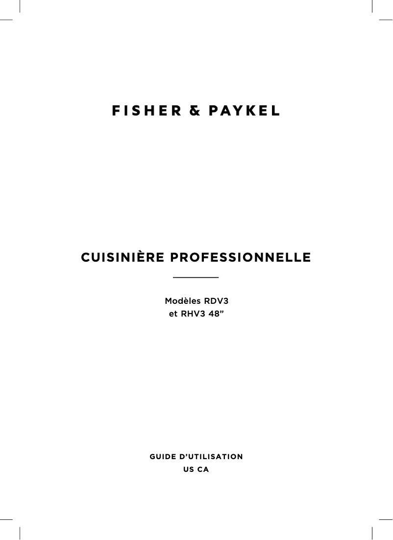 Page n°1 - Manuel utilisateur Fisher & Paykel RDV3-304