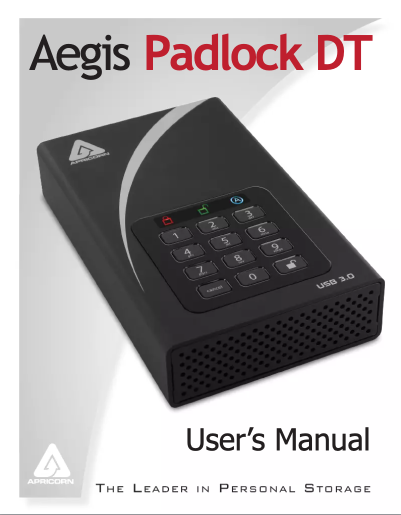 Image de la première page du manuel de l'appareil Aegis Padlock DT 10TB