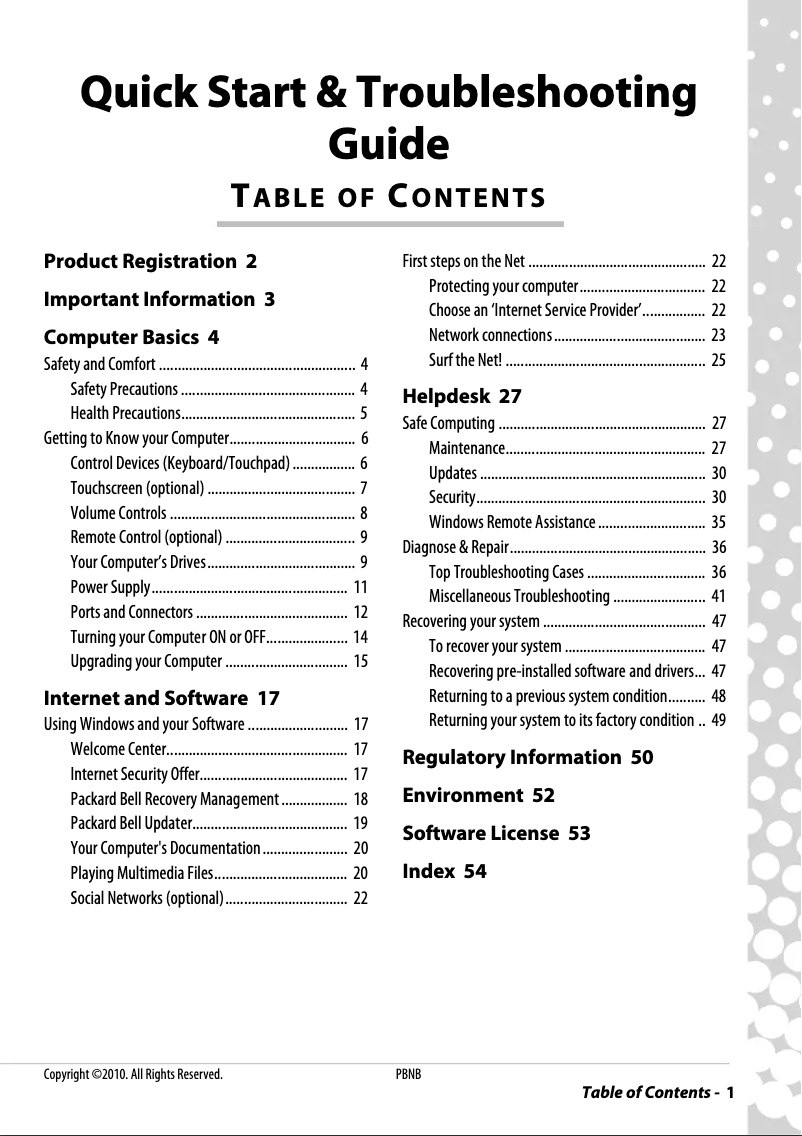 Page n°1 - Manuel utilisateur Packard Bell EasyNote ML
