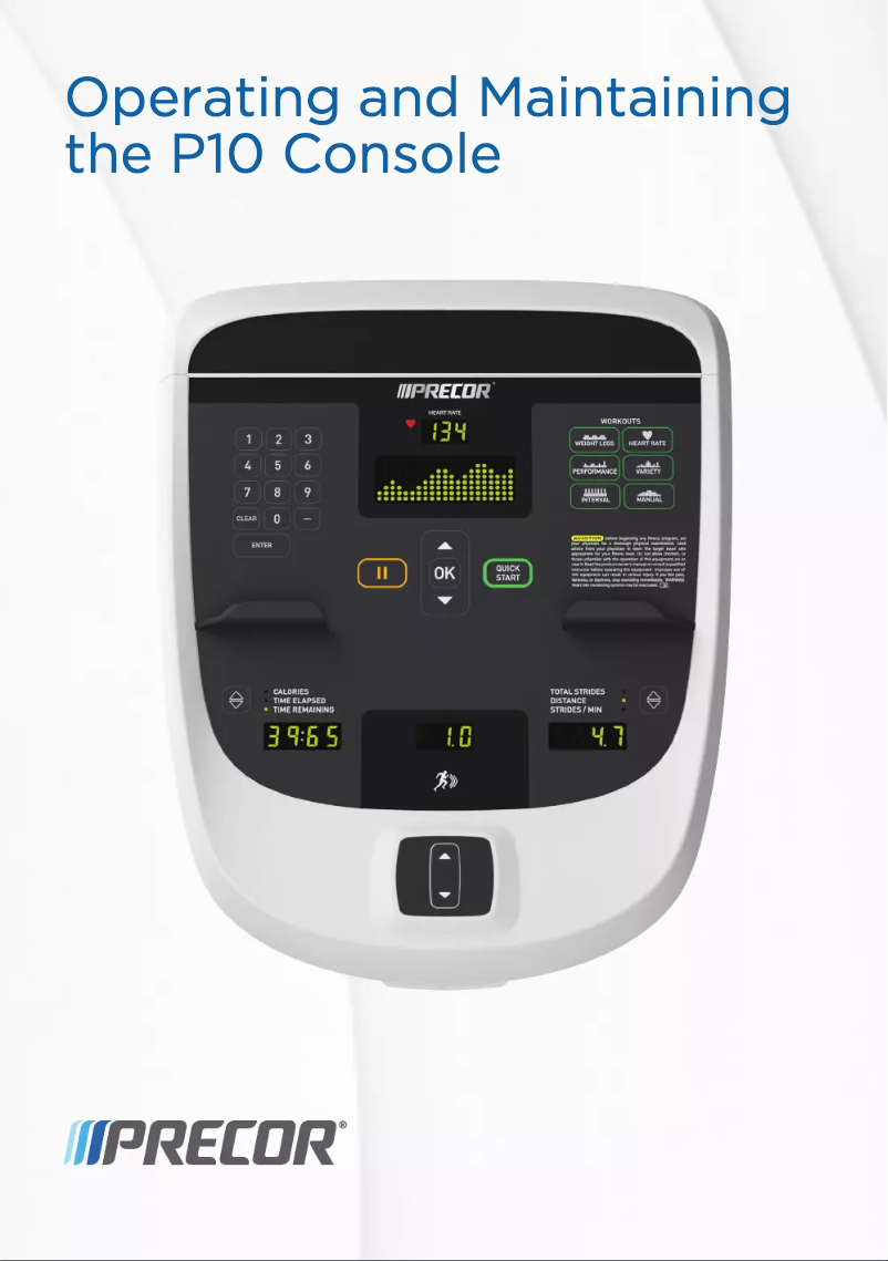 Page n°1 - Manuel utilisateur Precor P10 Console