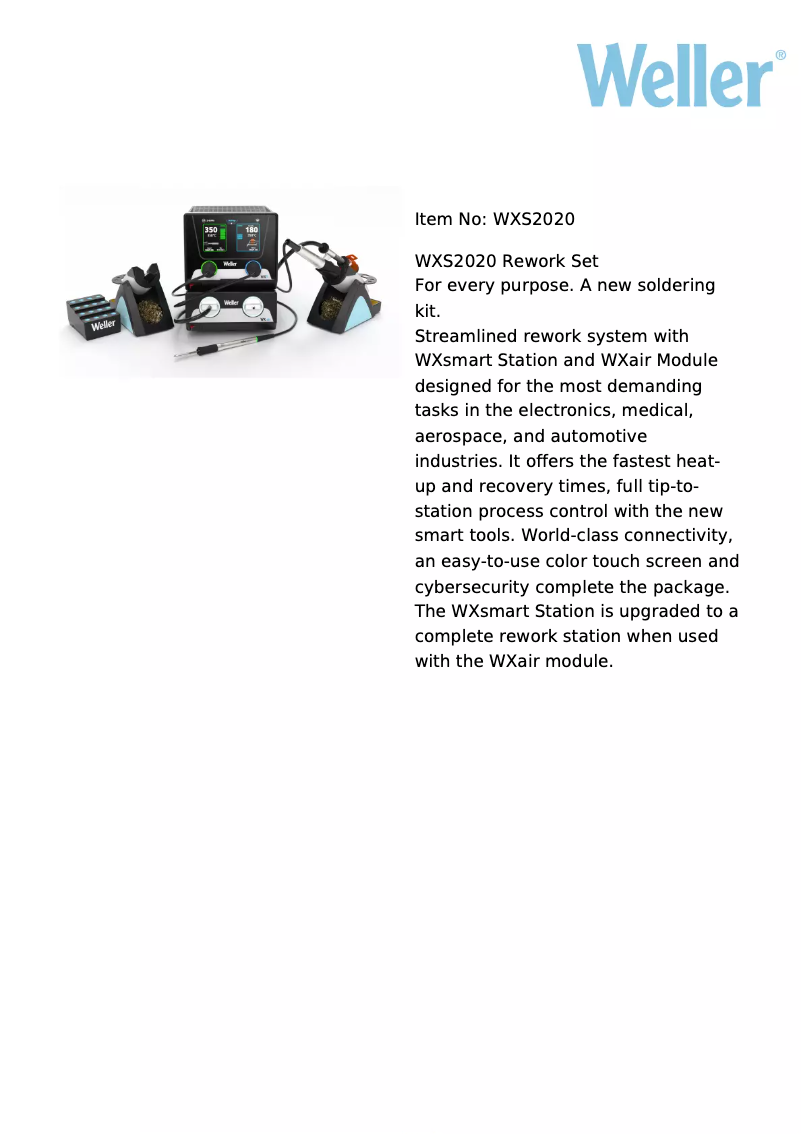 Page n°1 - Fiche technique Weller WXS2020