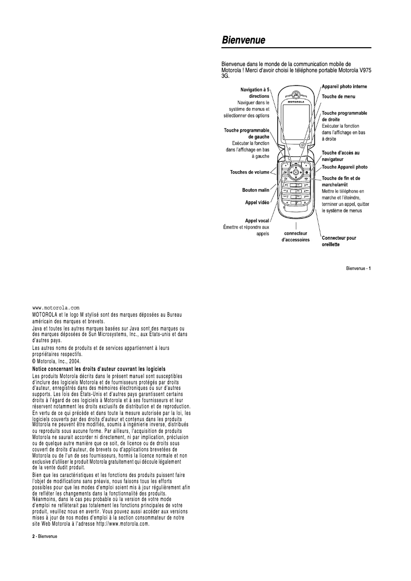 Image de la première page du manuel de l'appareil V975