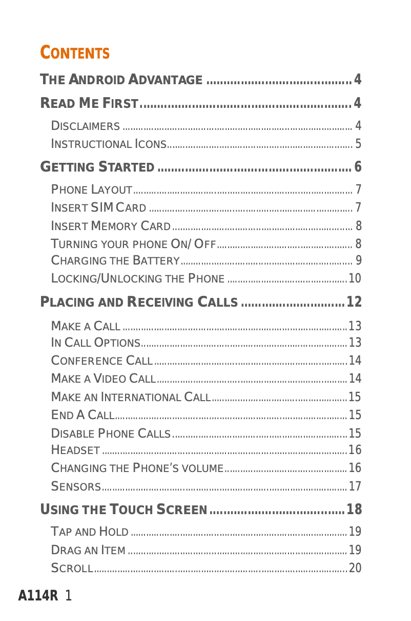 Page 1 de la notice Manuel utilisateur Micromax Canvas Beat A114R