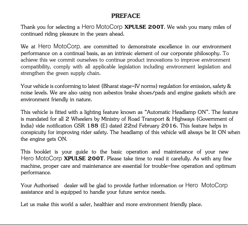 Página 1 del manual Manual de usuario Hero Xpulse 200T (2019)