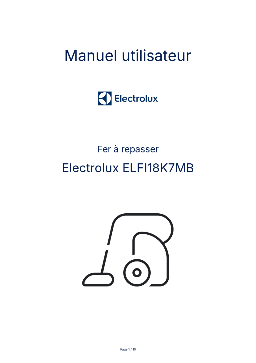 Page n°1 - Manuel utilisateur Electrolux ELFI18K7MB