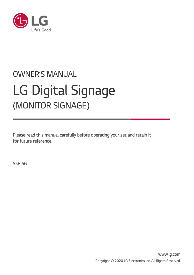 Page n°1 - Manuel utilisateur LG 55EJ5G