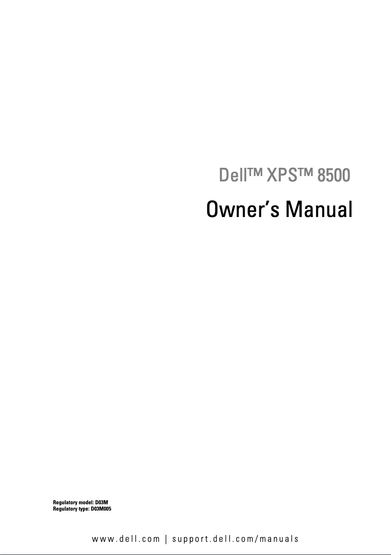 Page n°1 - Manuel utilisateur Dell XPS 8500