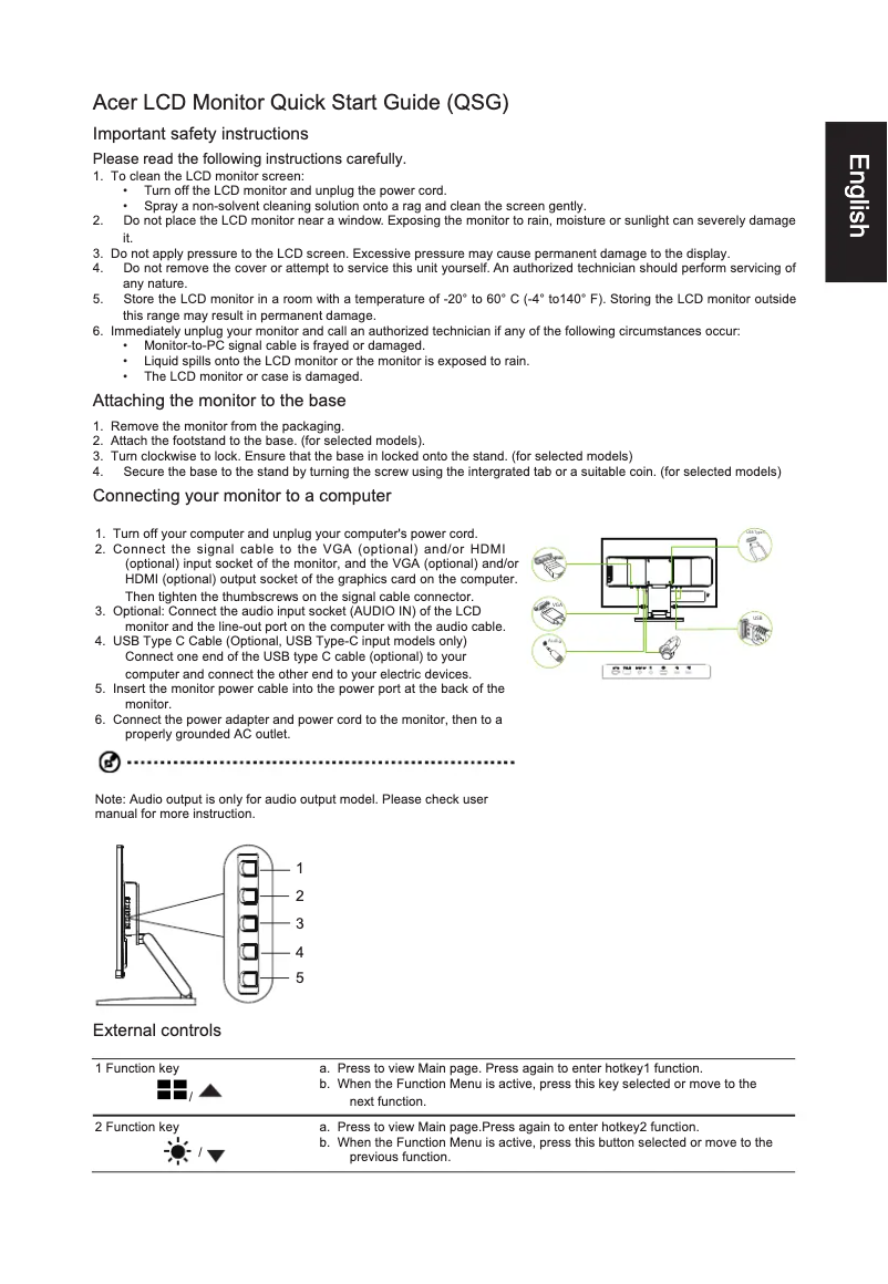 Page 1 de la notice Guide de démarrage rapide Acer UT241Y