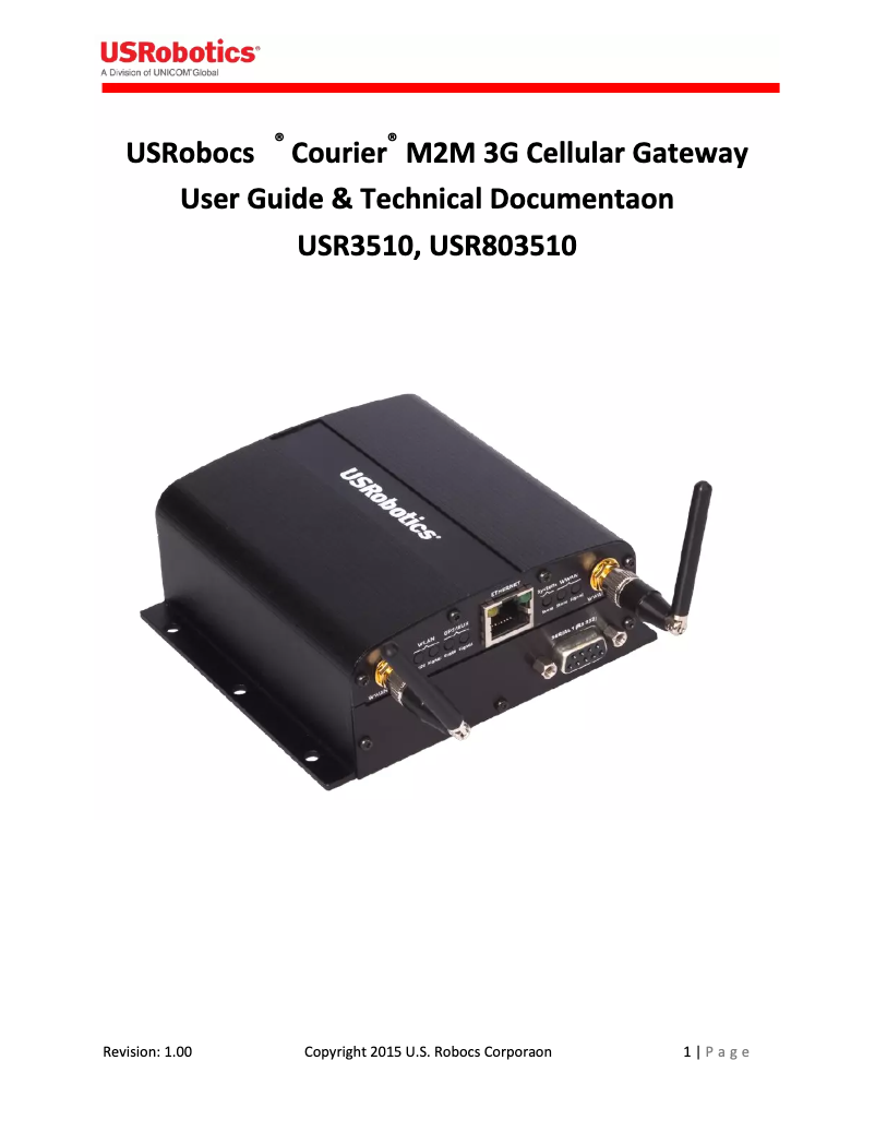 Page n°1 - Manuel utilisateur US Robotics USR803510