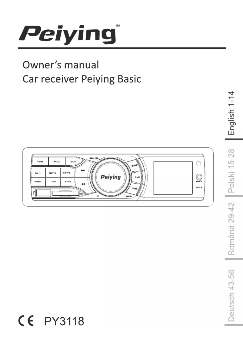 Page n°1 - Manuel utilisateur Peiying PY-3118