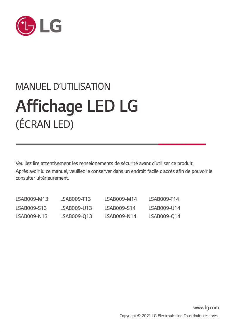 Image de la première page du manuel de l'appareil LSAB009-S14