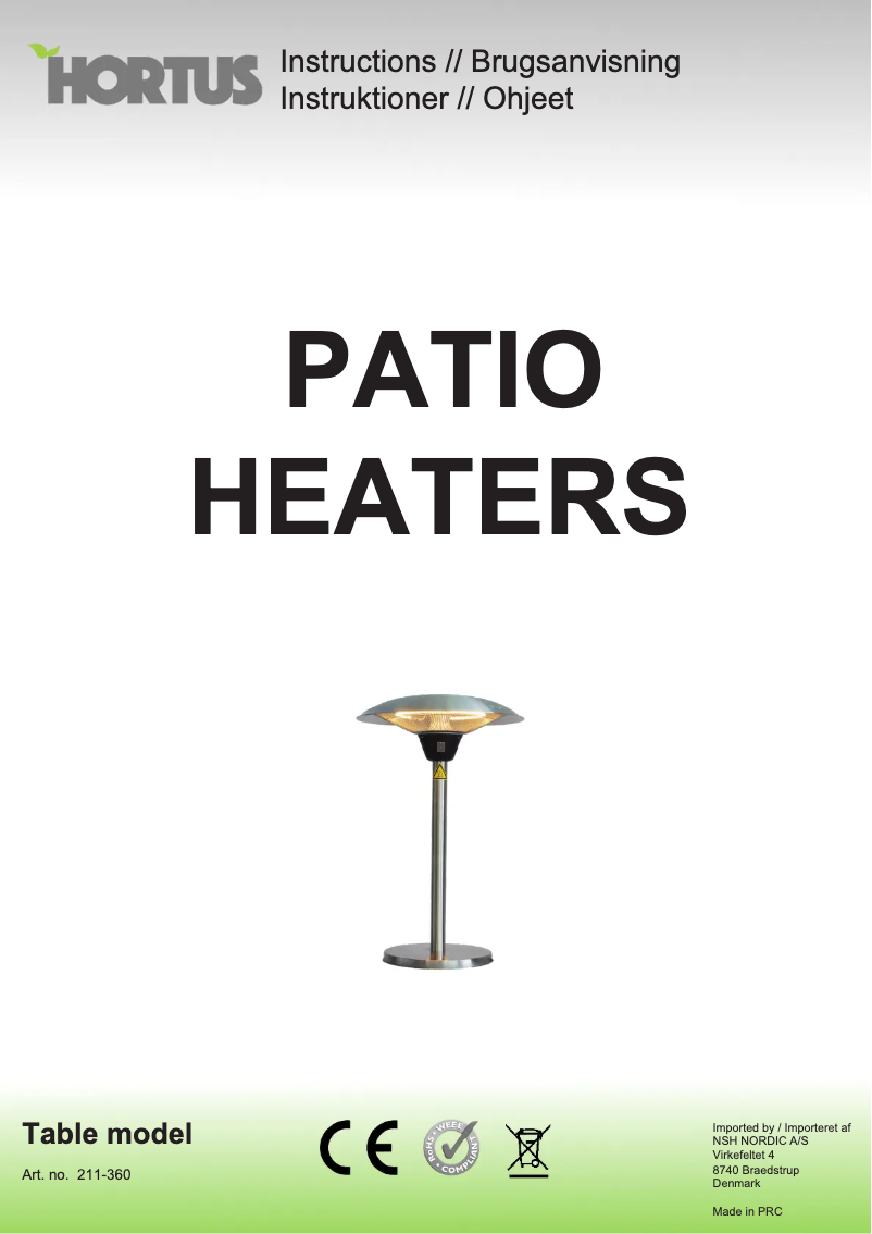 Page 1 de la notice Manuel utilisateur Hortus 211-360