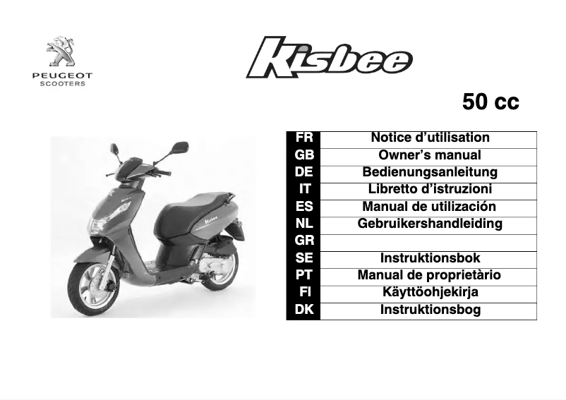 Image de la première page du manuel de l'appareil Kisbee 50cc