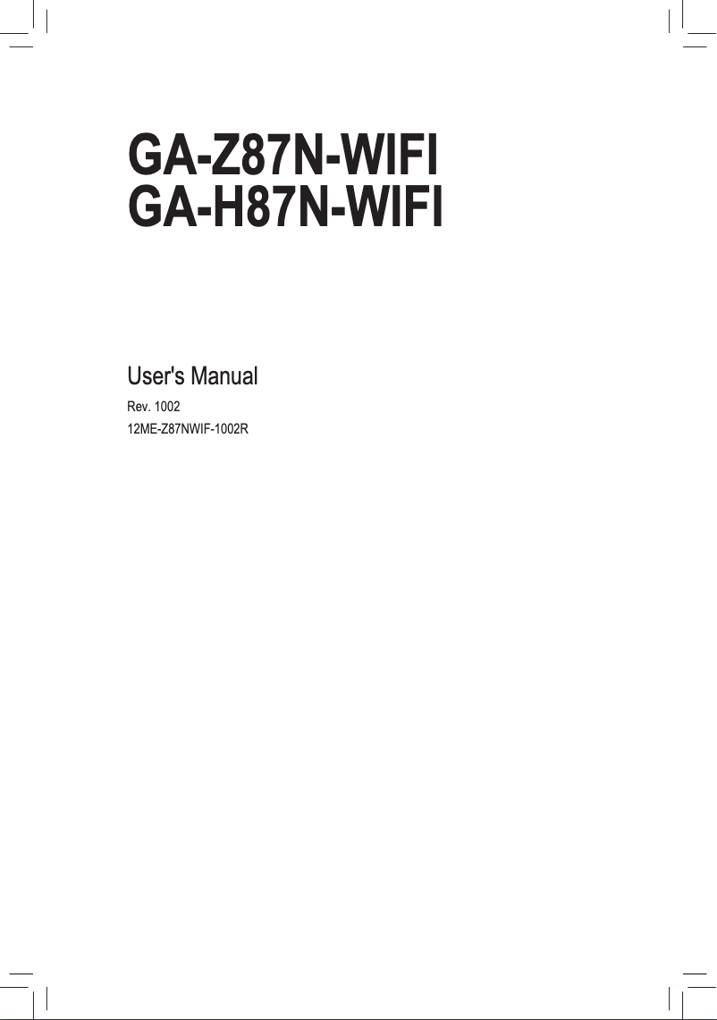 Page 1 de la notice Manuel utilisateur Gigabyte GA-H87N-WIFI