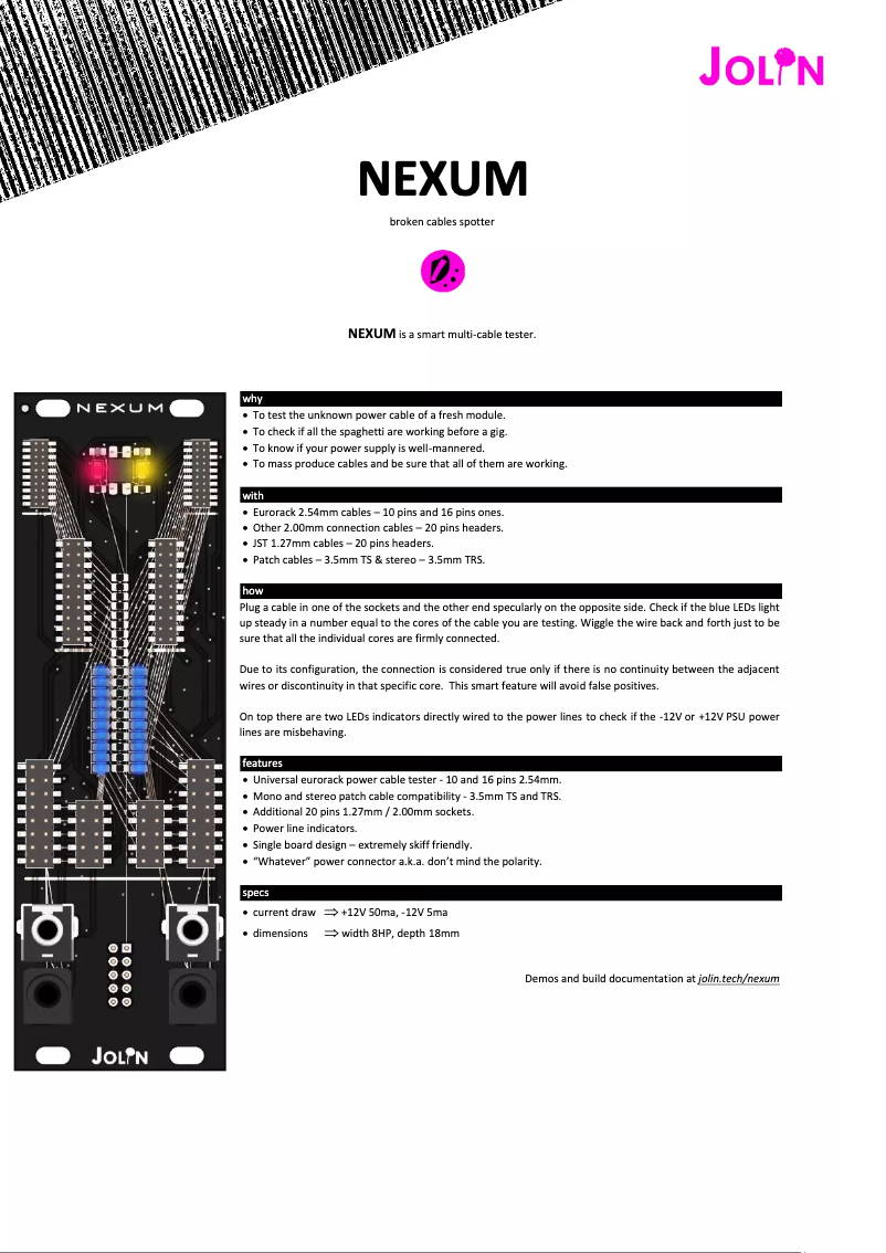Page n°1 - Manuel utilisateur Jolin Nexum
