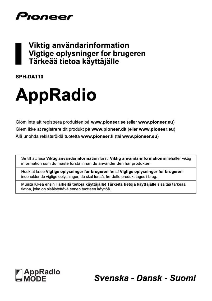 Image de la première page du manuel de l'appareil SPH-DA110