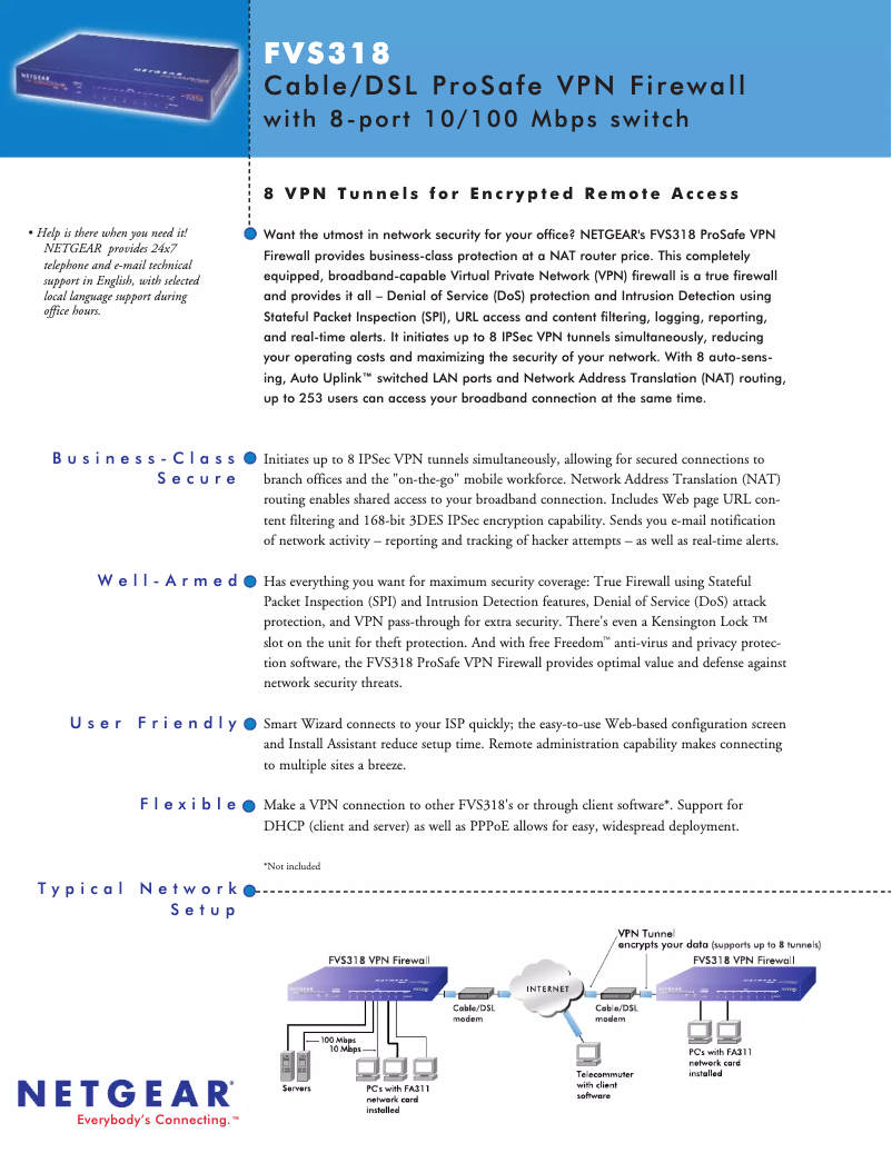 Page n°1 - Fiche technique Netgear FV318
