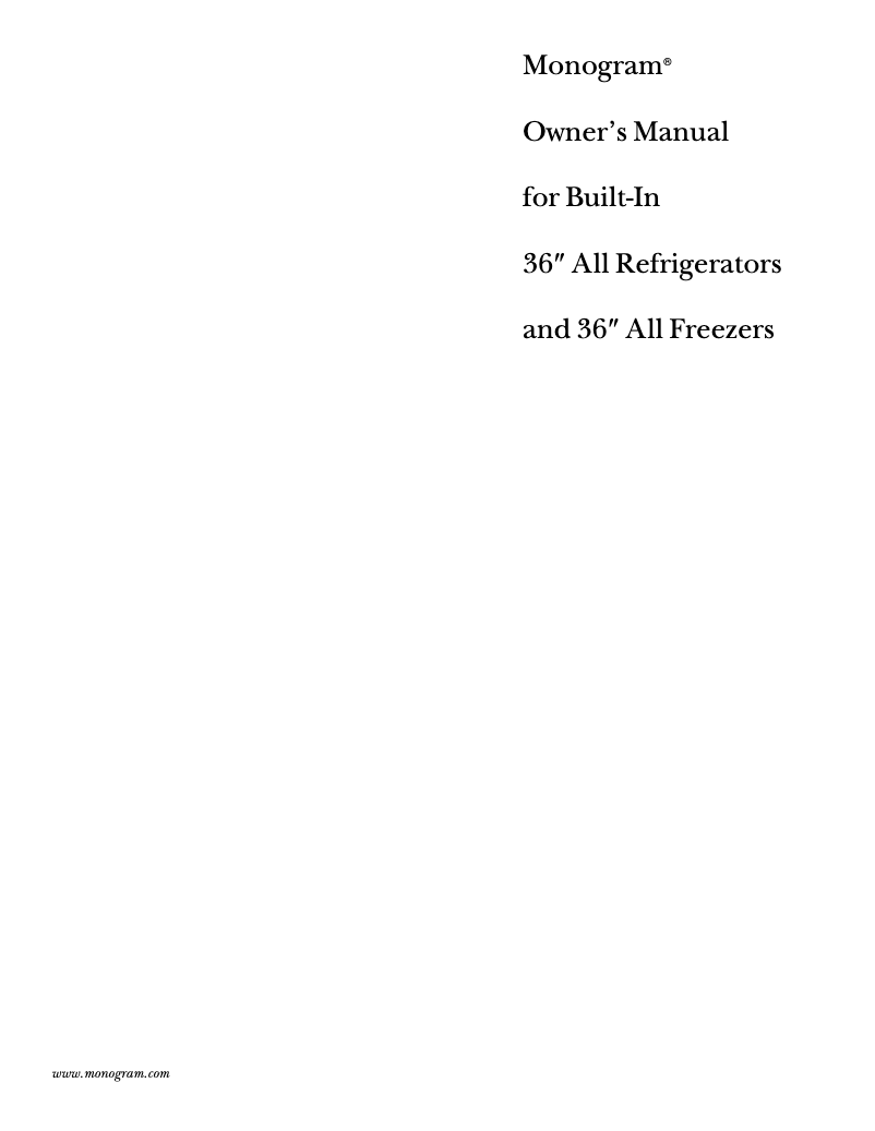 Page n°1 - Manuel d'utilisation et d'entretien GE ZIRS36NDRH