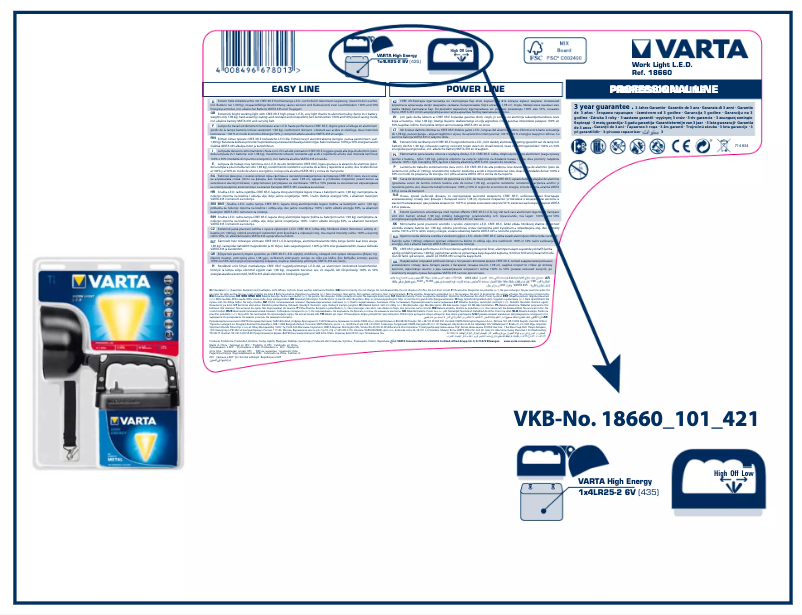 Page 1 de la notice Manuel utilisateur Varta 18660