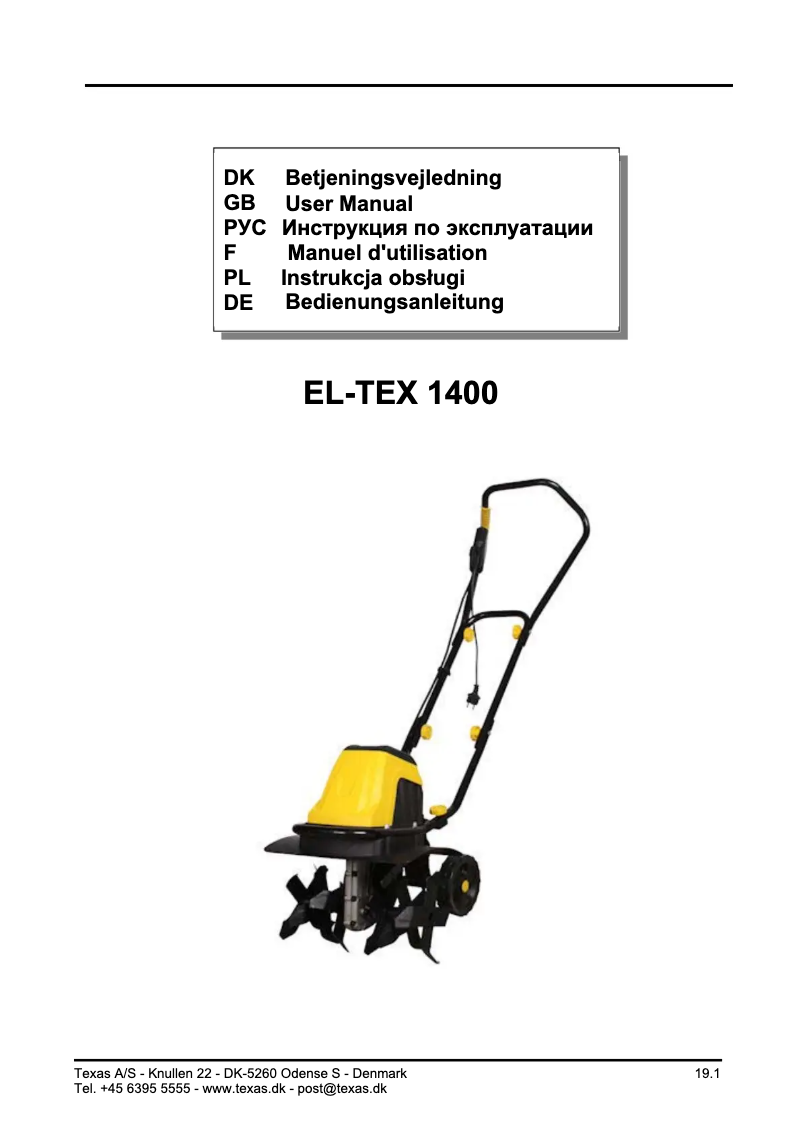 Page 1 de la notice Manuel utilisateur Texas El-Tex 1400