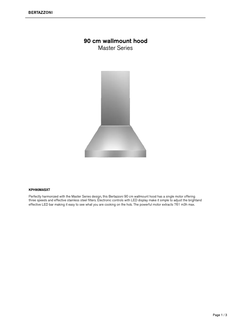 Page n°1 - Fiche technique Bertazzoni KPH90MASXT