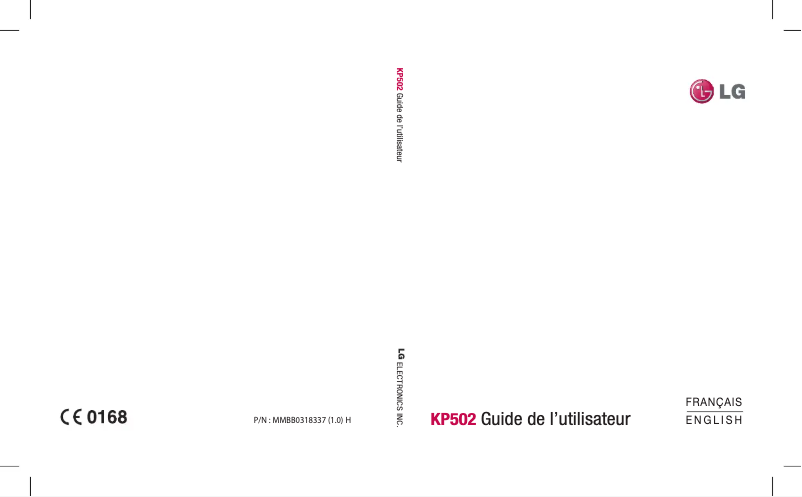 Page 1 de la notice Manuel utilisateur LG KP502