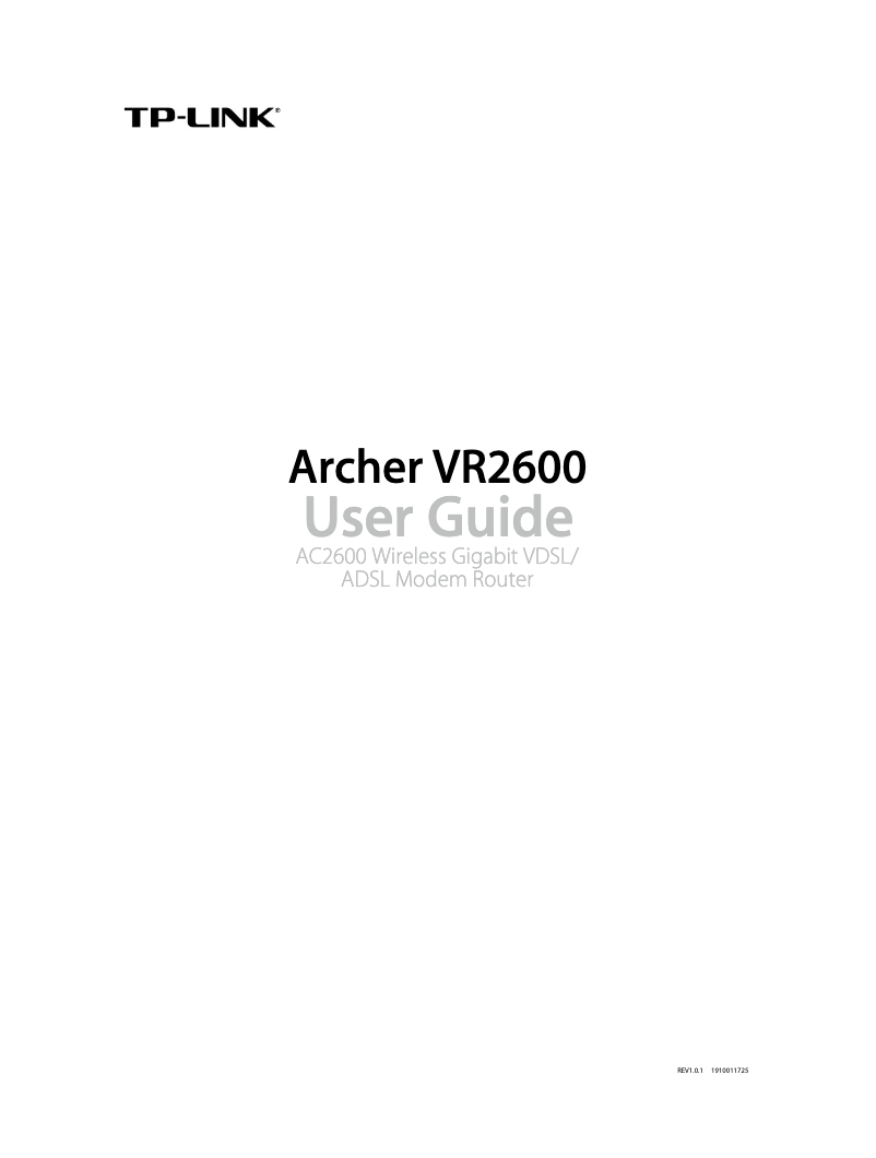 Image de la première page du manuel de l'appareil Archer VR2600