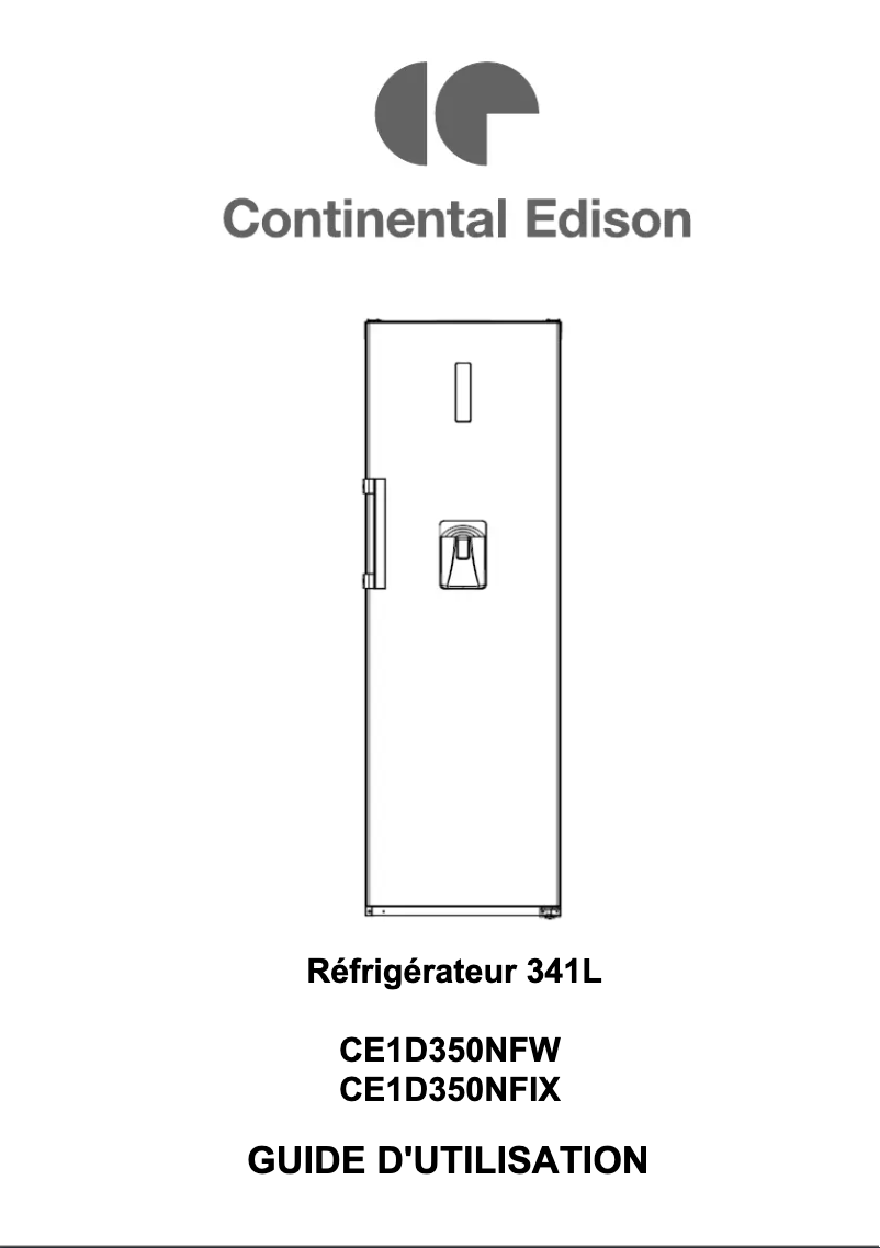 Page n°1 - Manuel utilisateur Continental Edison CE1D350NFW