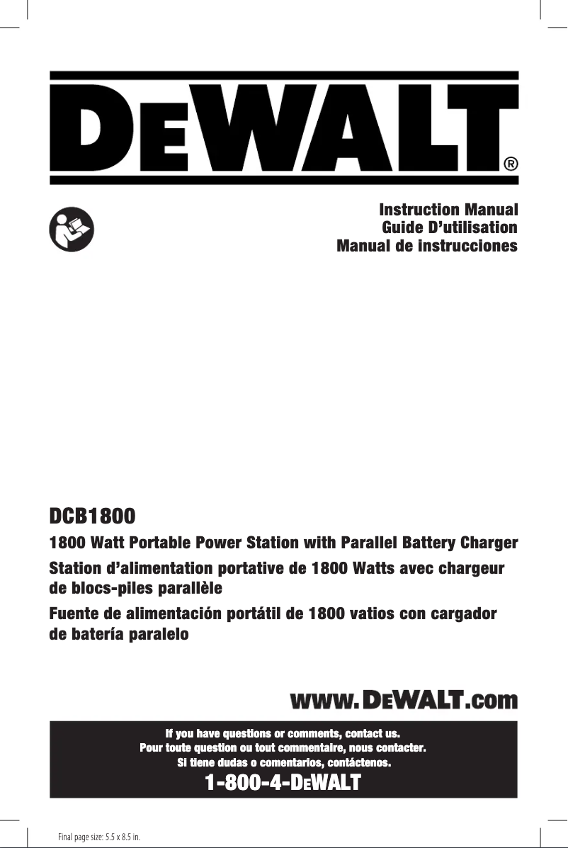 Image de la première page du manuel de l'appareil DCB1800