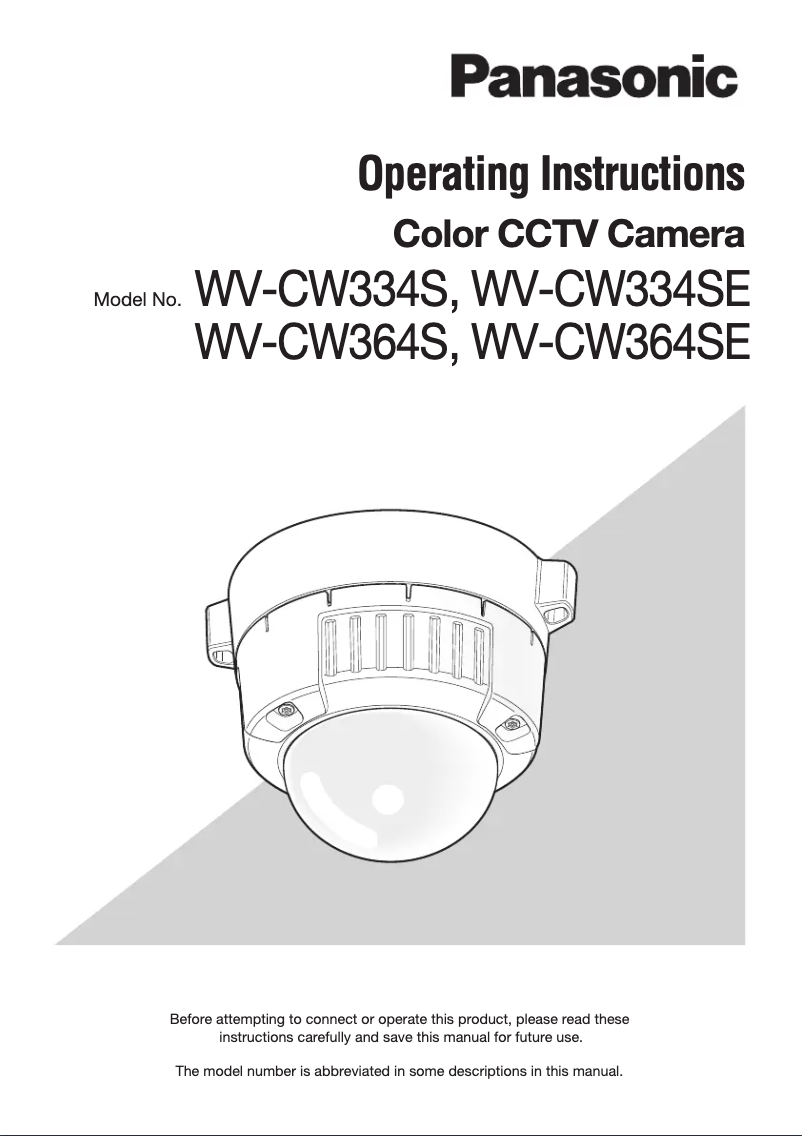Page n°1 - Manuel utilisateur Panasonic WV-CW334SE