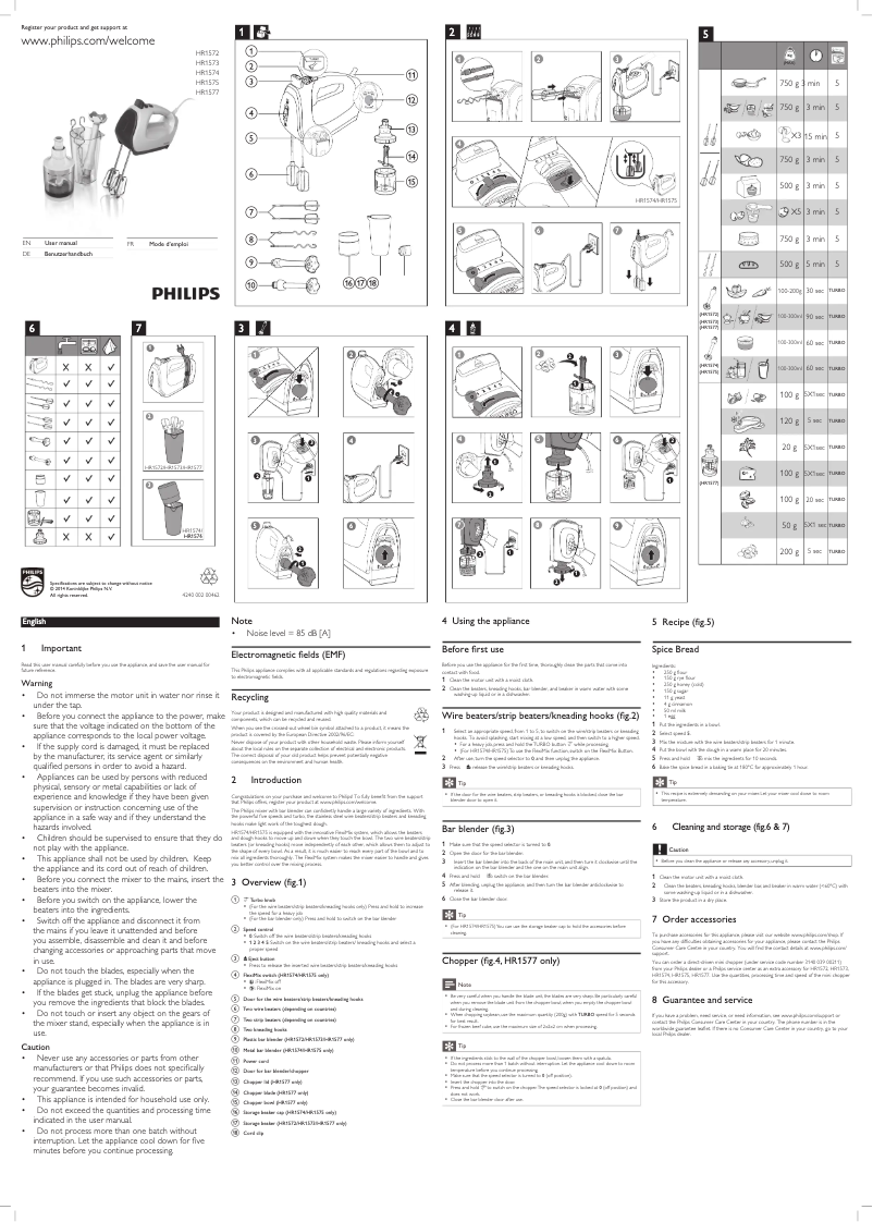 Page n°1 - Manuel utilisateur Philips Avance Collection HR1573