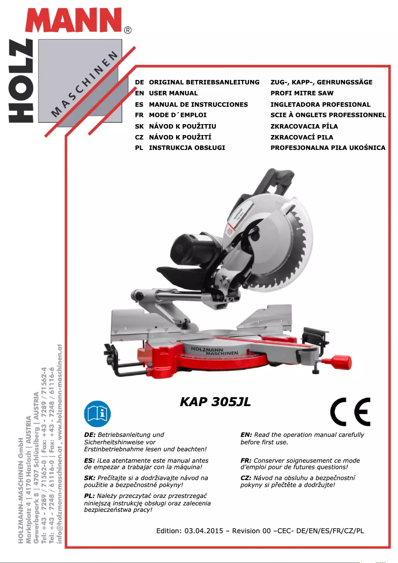 Página 1 del manual Manual de usuario Holzmann KAP 305JL