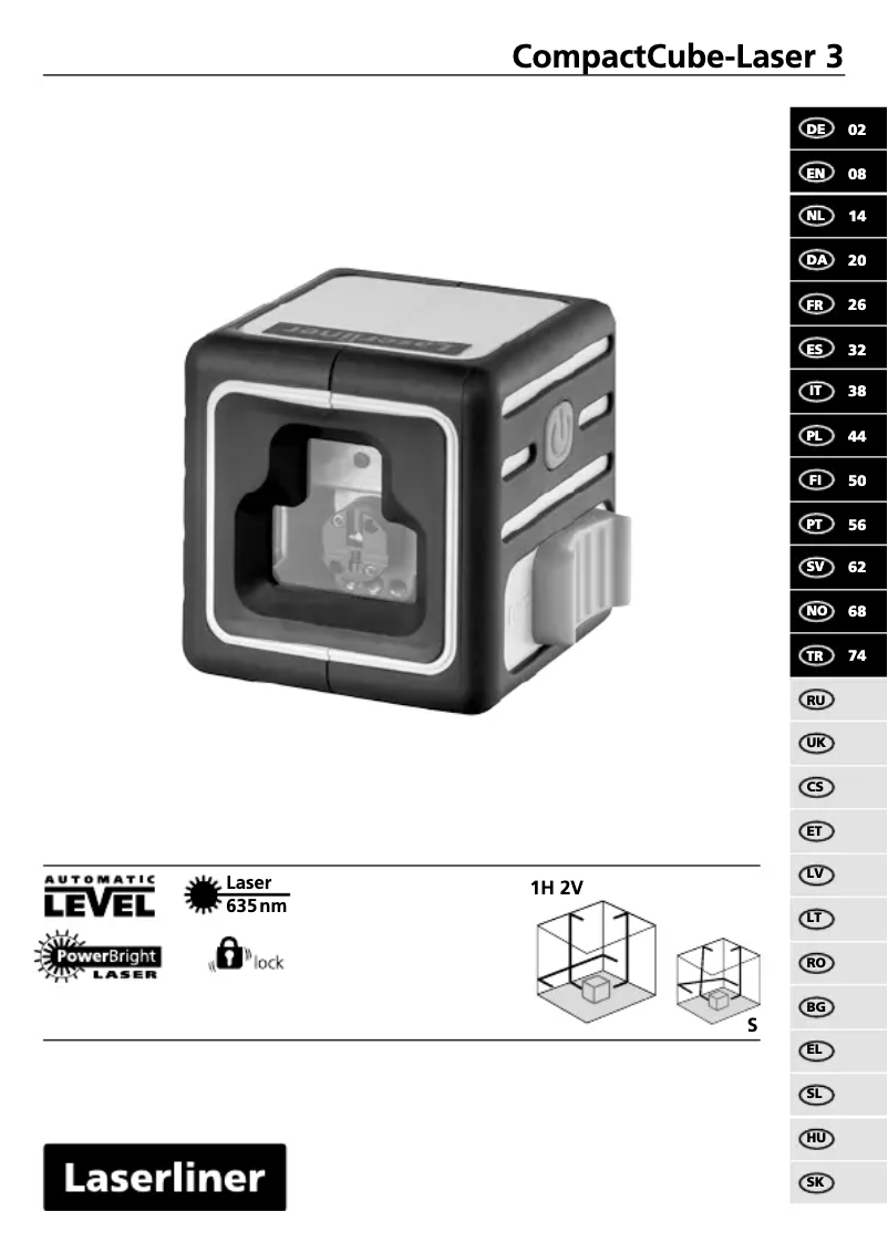 Image de la première page du manuel de l'appareil CompactCube-Laser 3 Plus
