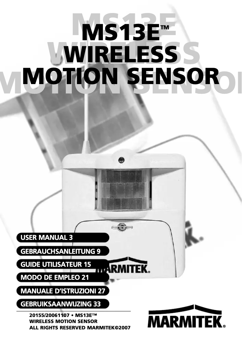Page n°1 - Manuel utilisateur Marmitek MS13