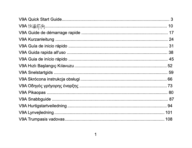 Page n°1 - Manuel utilisateur ZTE Light V9A