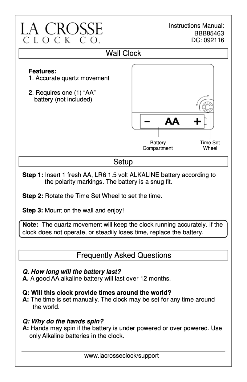 Page 1 of the manual User Manual La Crosse Technology BBB85463