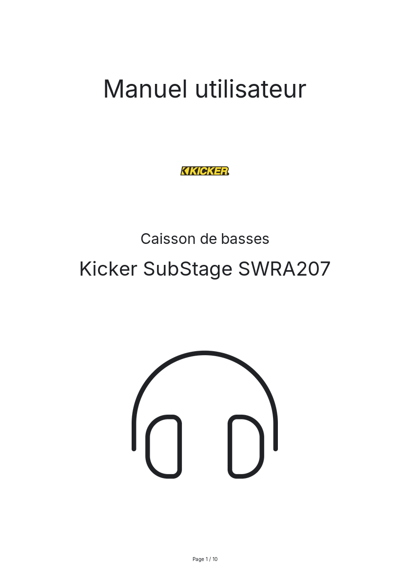 Image de la première page du manuel de l'appareil SubStage SWRA207