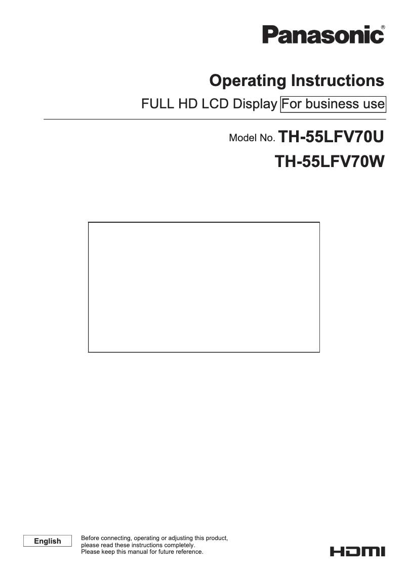 Page 1 de la notice Manuel utilisateur Panasonic TH-55LFV70W