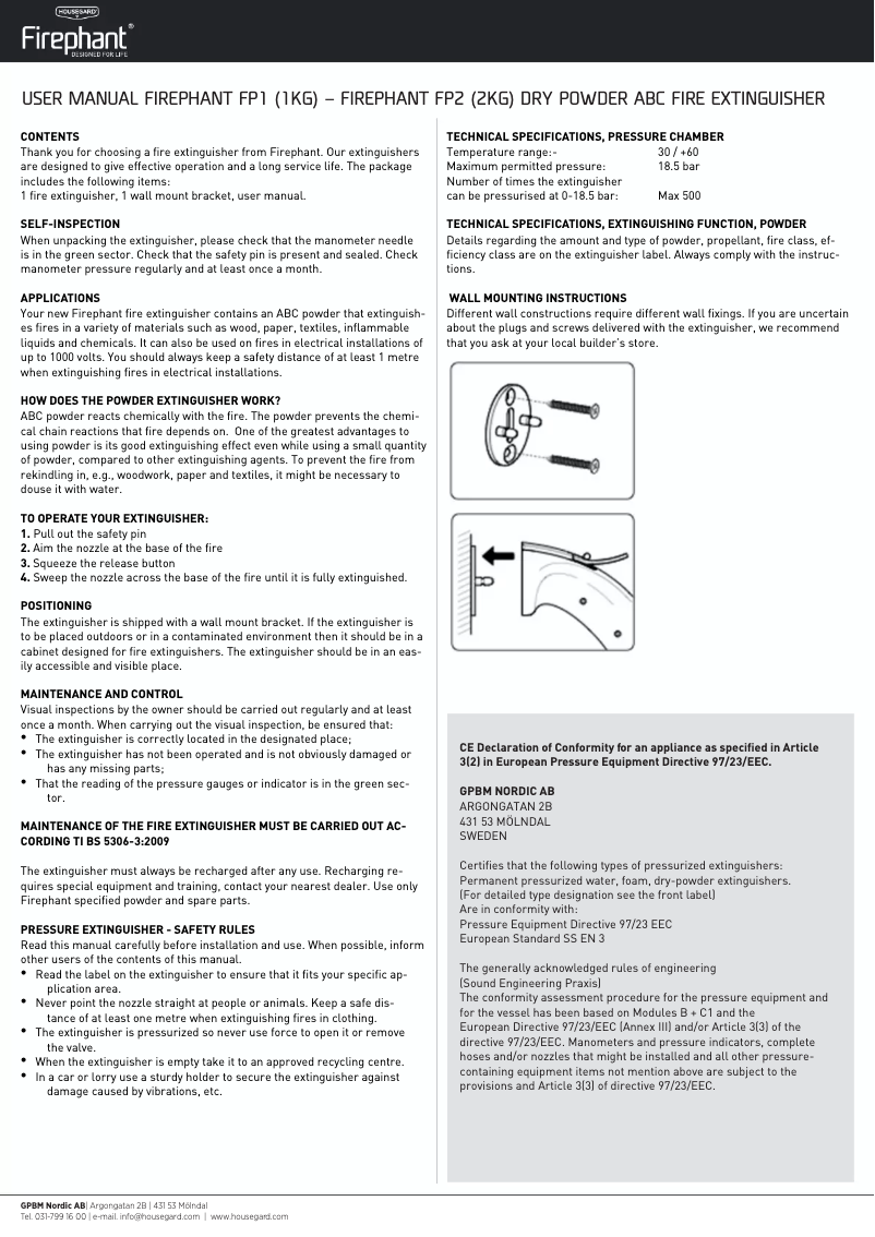 Image de la première page du manuel de l'appareil Firephant FP2