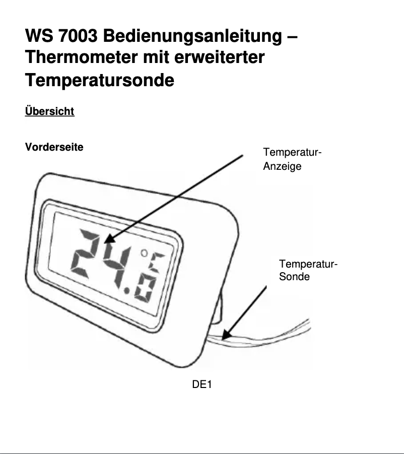 Page n°1 - Manuel utilisateur Techno Line WS 7003