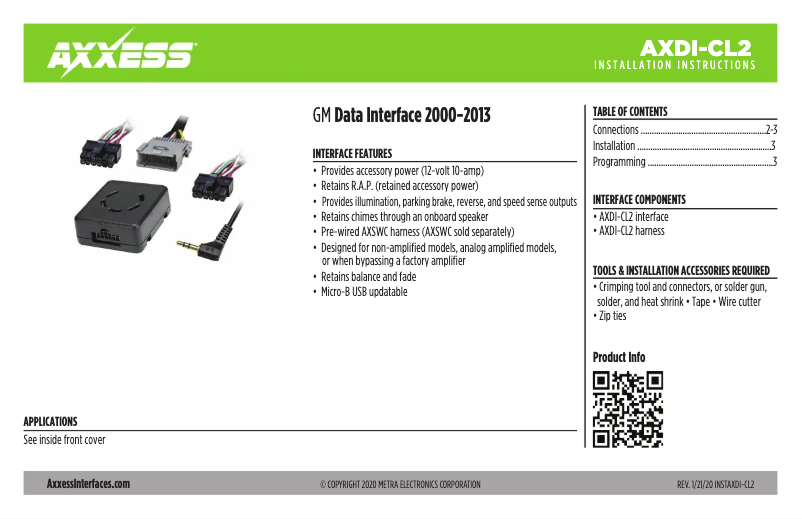 Page 1 de la notice Manuel utilisateur AXESS AXDI-CL2