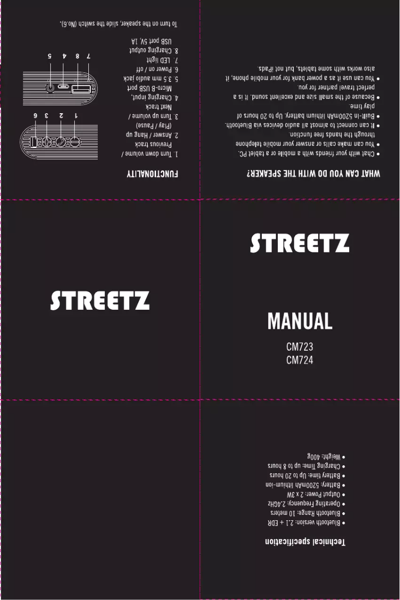 Page 1 de la notice Manuel utilisateur Streetz CM723