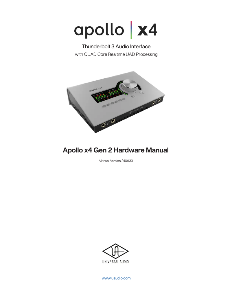 Page n°1 - Manuel utilisateur Universal Audio Apollo x4