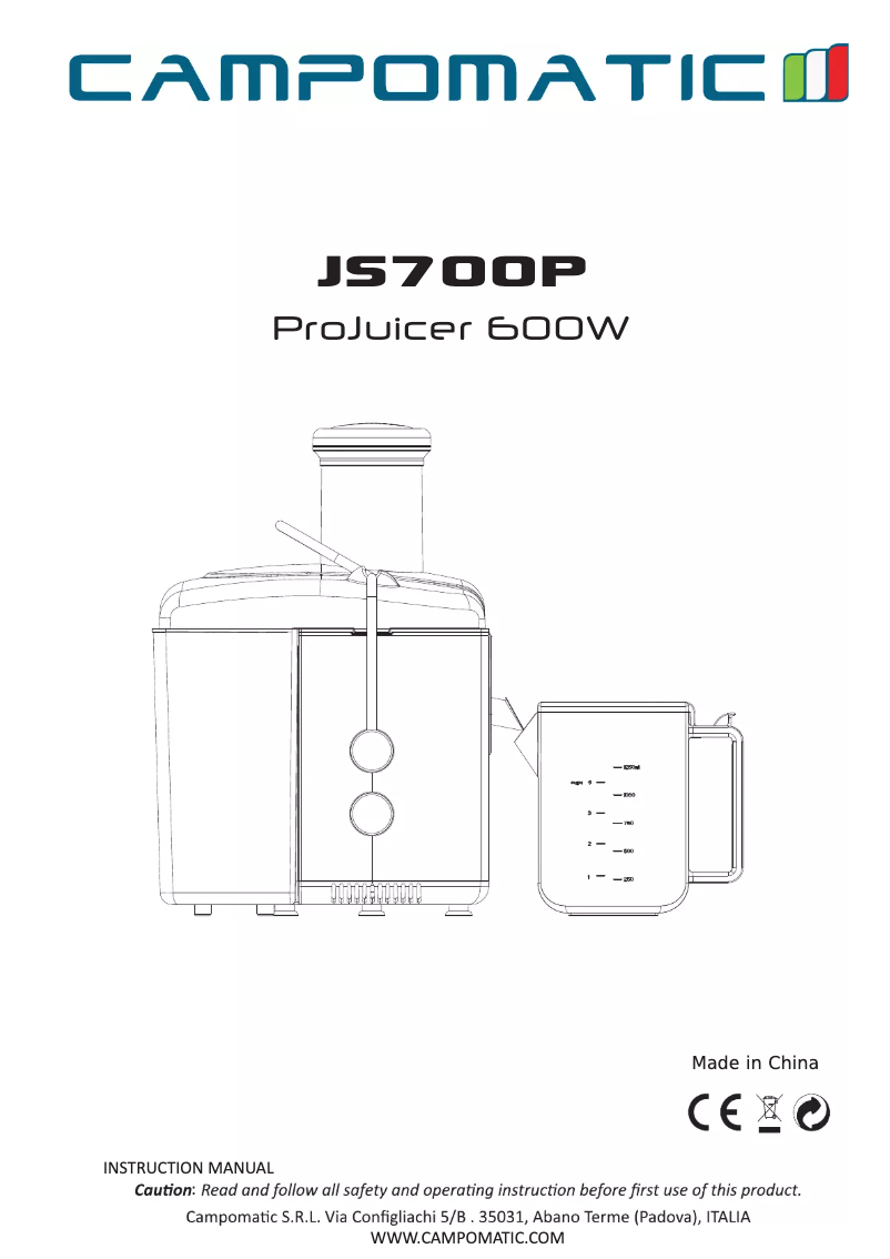 Image de la première page du manuel de l'appareil JS700P