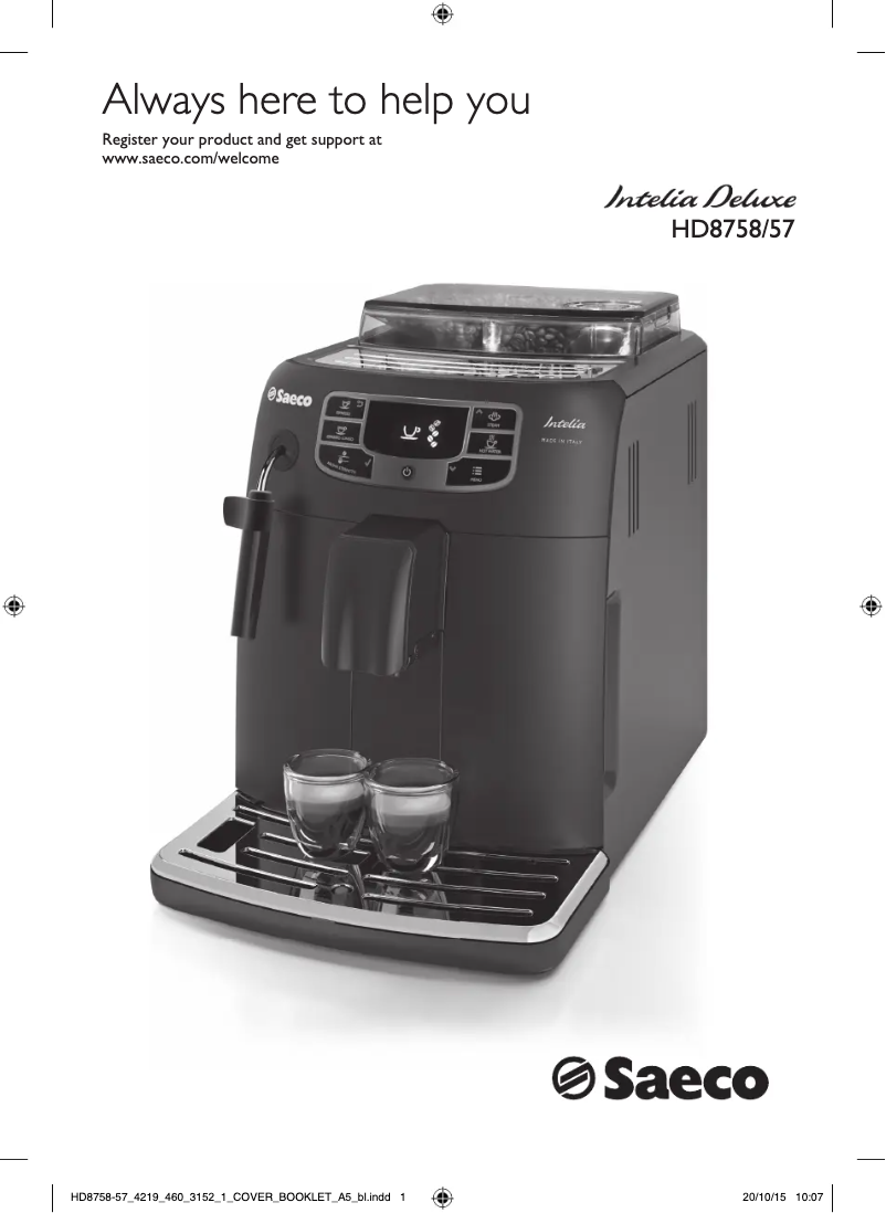 Page n°1 - Manuel utilisateur Philips Intelia Deluxe HD8758