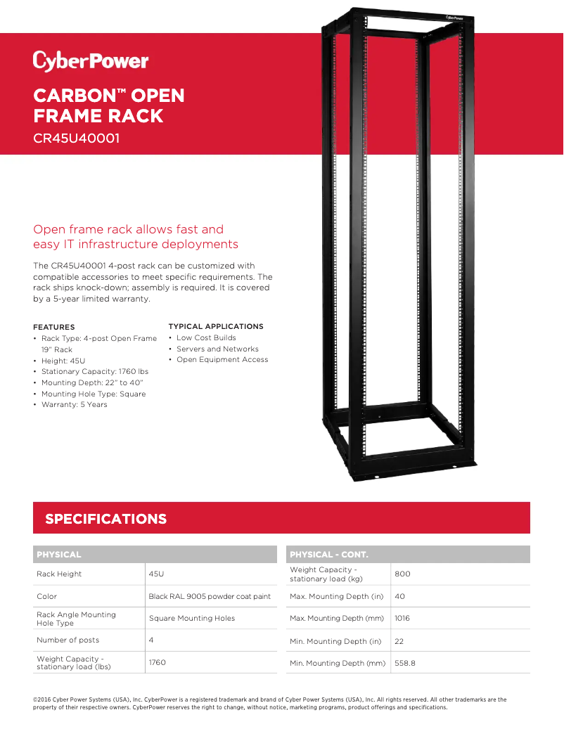 Page 1 de la notice Fiche technique CyberPower CR45U40001