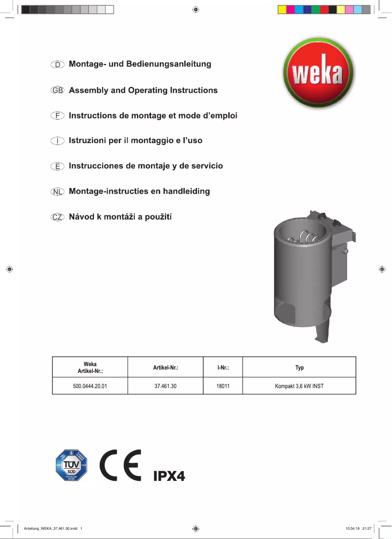 Page n°1 - Manuel utilisateur Weka Kompakt 3,6 kW INST