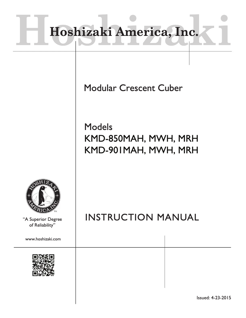 Página 1 del manual Manual de usuario Hoshizaki KMD-901MRH