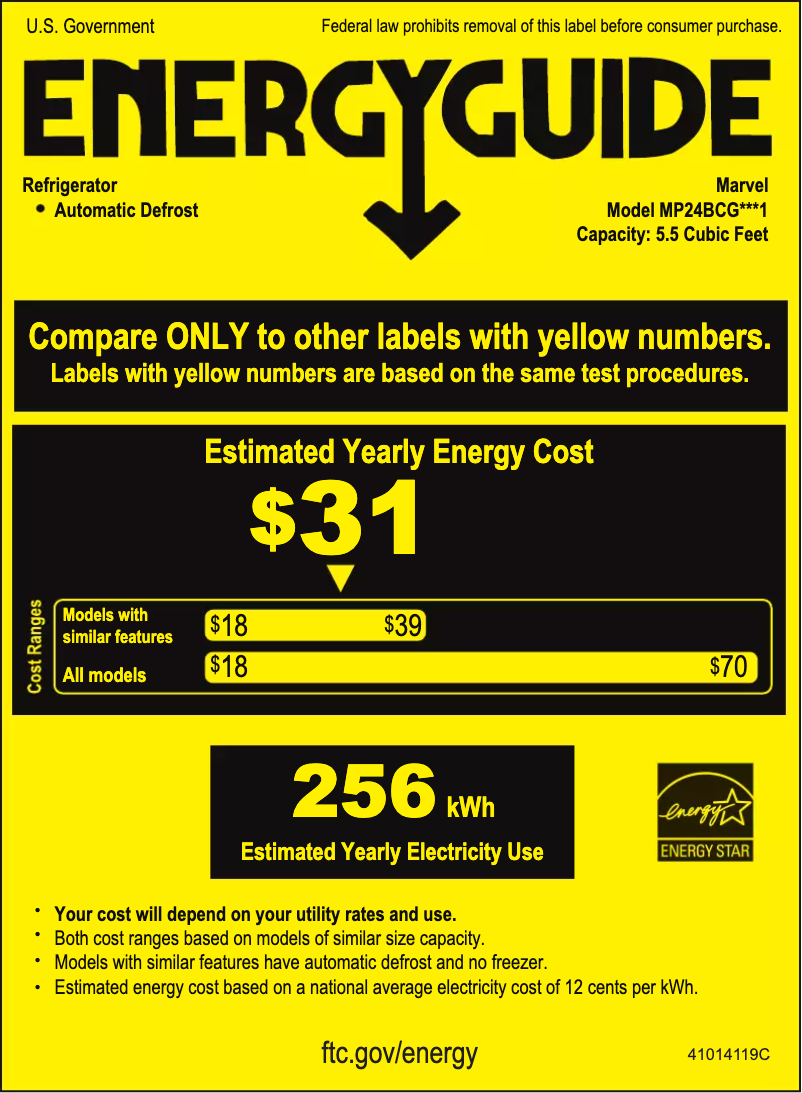 Page n°1 - Label énergétique Marvel MP24BCG4LS